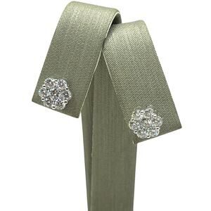 New 14K White Gold & LAB 1cttw Diamond Cluster Stud Earrings (15477)